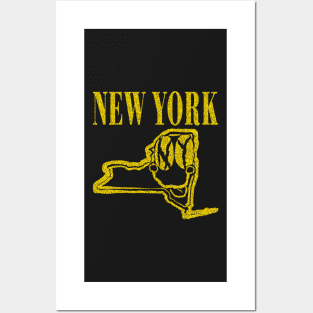 New York Grunge Smiling Face Black Background Posters and Art